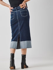 JD Williams Blue Stretch Denim Midi Skirt - Image 2 of 5