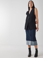 JD Williams Blue Stretch Denim Midi Skirt - Image 4 of 5