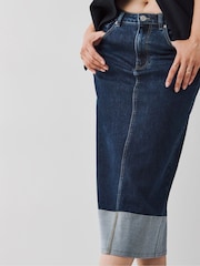 JD Williams Blue Stretch Denim Midi Skirt - Image 5 of 5