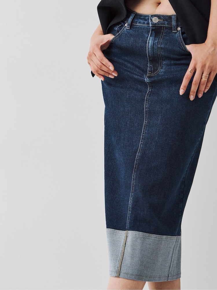 JD Williams Blue Stretch Denim Midi Skirt - Image 5 of 5