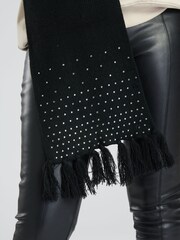 South Beach Black Gem Embellished Scarf And Hat Set - Image 5 of 6