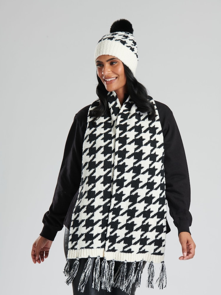 South Beach Black Knitted Scarf And Hat Set - Image 1 of 6