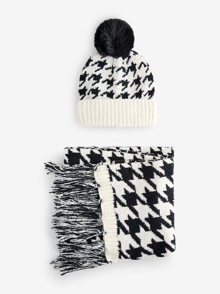 South Beach Black Knitted Scarf And Hat Set - Image 6 of 6