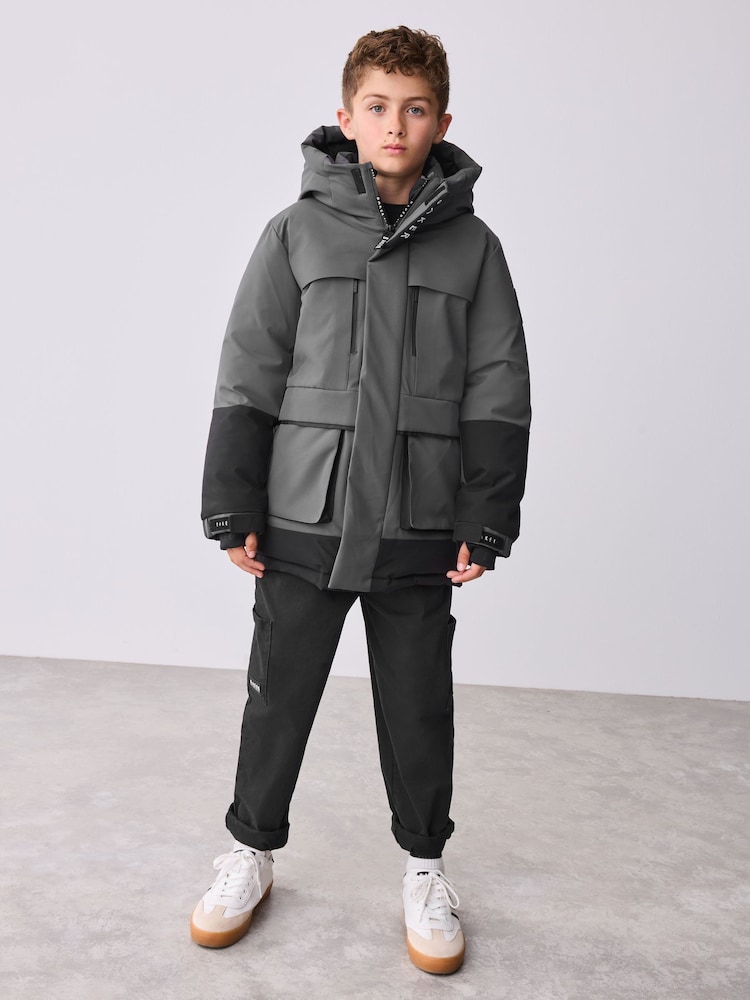 Baker by Ted Baker Shower Resistant Colourblock Parka Coat - Image 2 of 16 Baker by Ted Baker Shower Resistant Colourblock Parka Coat - Image 2 of 16
