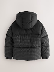 Baker by Ted Baker Shower Resistant Printed Black Padded Coat - Image 10 of 16