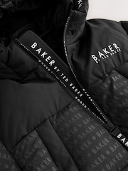 Baker by Ted Baker Shower Resistant Printed Black Padded Coat - Image 12 of 16