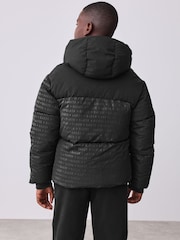 Baker by Ted Baker Shower Resistant Printed Black Padded Coat - Image 3 of 16