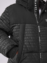 Baker by Ted Baker Shower Resistant Printed Black Padded Coat - Image 7 of 16