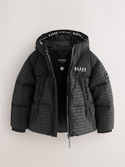 Baker by Ted Baker Shower Resistant Printed Black Padded Coat - Image 9 of 16