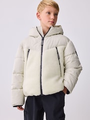 Baker by Ted Baker Neutral Borg Padded Coat - Image 4 of 15