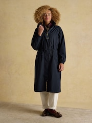 Joules Hensley Navy Longline Waterproof Coat with Packable Hood - Image 1 of 12