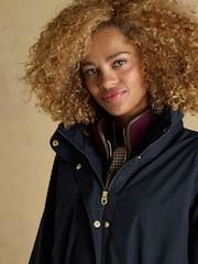 Joules Hensley Navy Longline Waterproof Coat with Packable Hood - Image 4 of 12