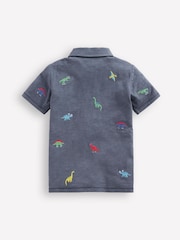 Boden Blue 100% Cotton Embroidered Slub Polo Shirt - Image 2 of 3
