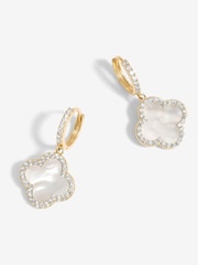 Jon Richard Gold Tone Mother of Pearl Clover Huggie Earrings - Image 1 of 1