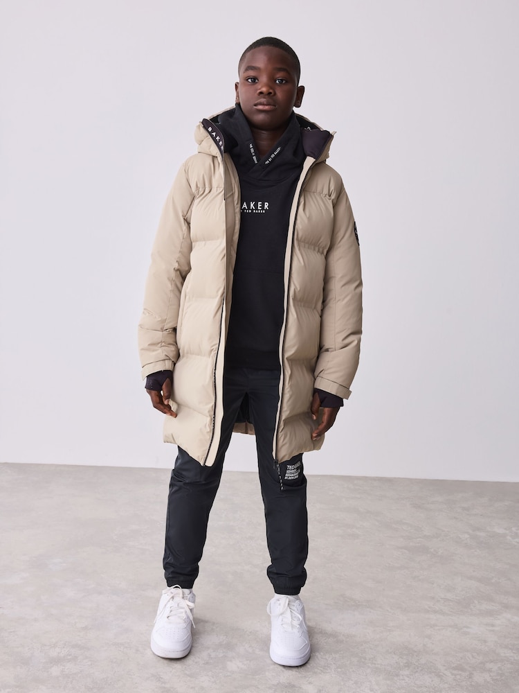 Baker by Ted Baker Shower Resistant Stone Longline Padded Coat - Image 2 of 19