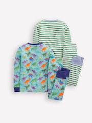 Boden Blue Snug 100% Cotton Pyjamas 2 Pack - Image 2 of 3