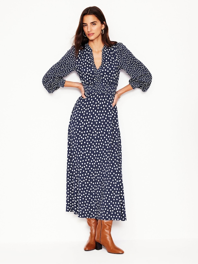 Boden Blue Ivy Smocked Midi Dress - Image 1 of 7