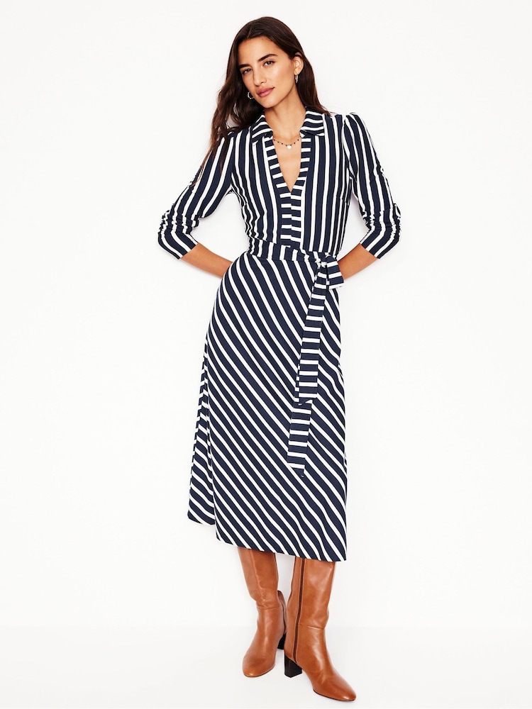 Boden Blue Imogen Collared Jersey Dress - Image 4 of 6