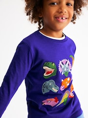 Boden Blue 100% Cotton Fun Superstitch Grid T-shirt - Image 2 of 6