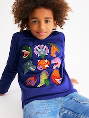 Boden Blue 100% Cotton Fun Superstitch Grid T-shirt - Image 3 of 6