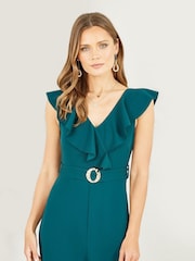 Yumi Jumpsuit With Gold Buckle and Frill Detail - Imagen 1 de 3