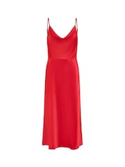 Yumi Red Satin Cowl Neck Midi Dress - Image 5 of 5