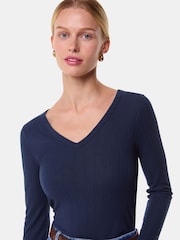 Whistles Diagonal Rib V-Neck Top - Imagen 1 de 5