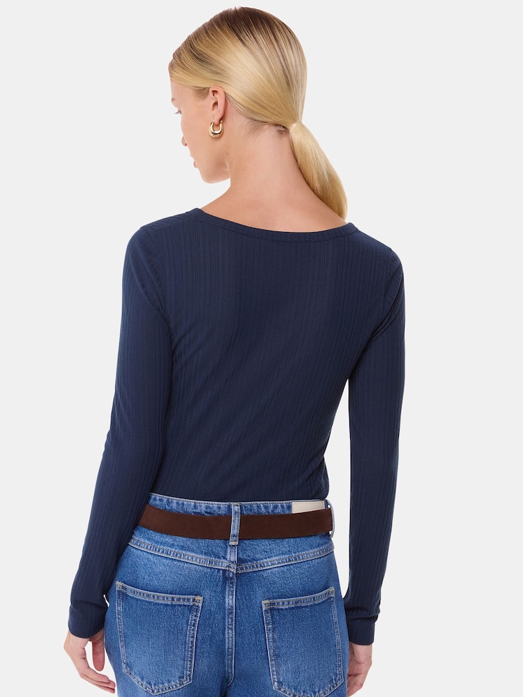 Whistles Diagonal Rib V-Neck Top - Imagen 2 de 5