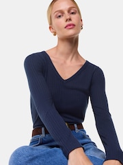 Whistles Diagonal Rib V-Neck Top - Imagen 3 de 5