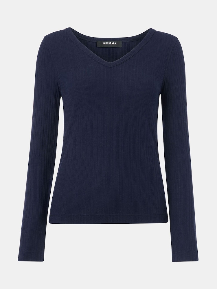 Whistles Diagonal Rib V-Neck Top - Imagen 5 de 5