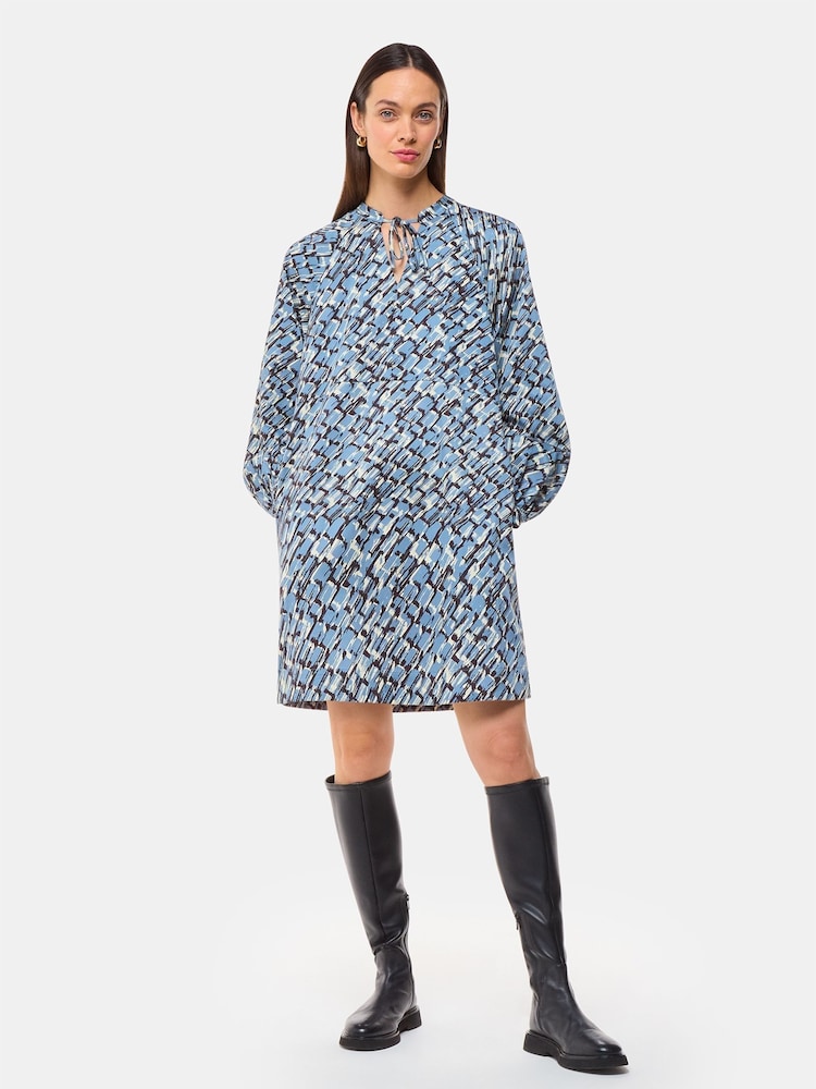Whistles Blue Petite Feathered Wing Marnie Dress - Image 1 of 5