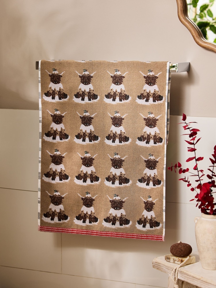 Hamish The Highland Cow – weihnachtliche Baumwollhandtücher - Bild 2 von 4