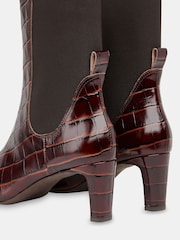Whistles Brown Darla Croc Effect Heeled Boots - Image 3 of 4