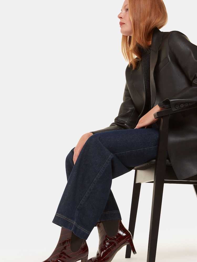 Whistles Brown Darla Croc Effect Heeled Boots - Image 4 of 4