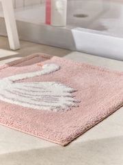 Pink Swan Print 100% Cotton Shower Mat - Image 2 of 3