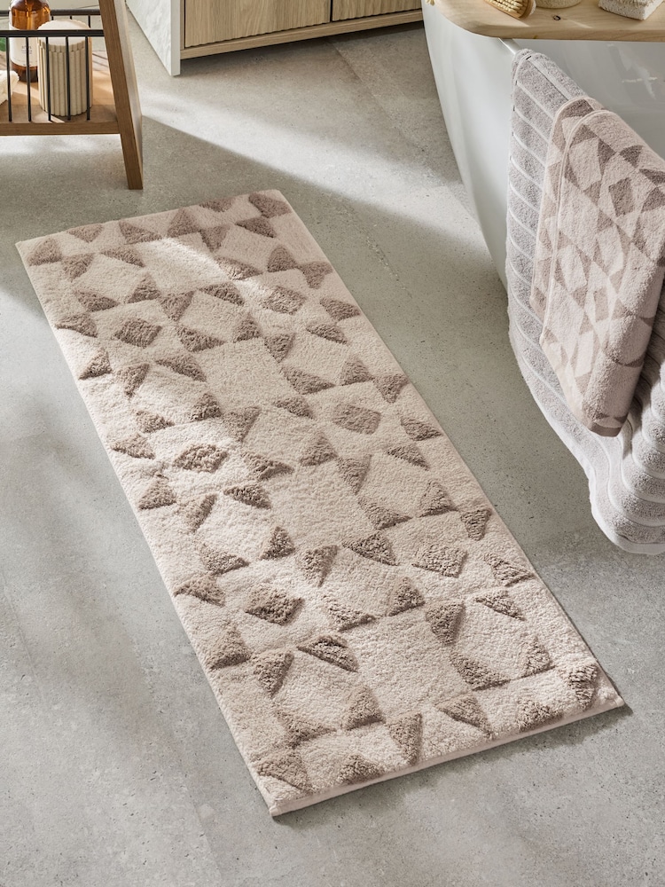 Natural Geo Runner Bath Mat - Image 1 of 4 Natural Geo Runner Bath Mat - Image 1 of 4
