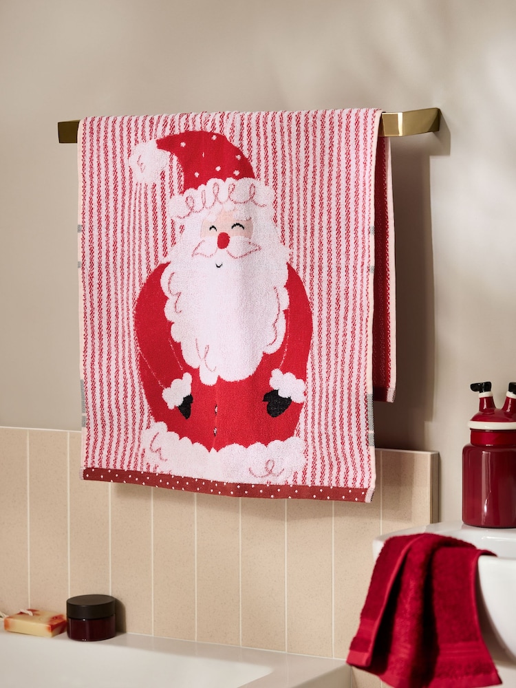 Red Santa Christmas Towel - Image 2 of 5 Red Santa Christmas Towel - Image 2 of 5