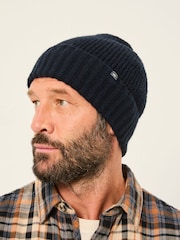 FatFace Navy Waffle Beanie - Image 1 of 4