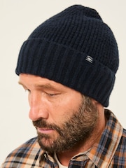 FatFace Navy Waffle Beanie - Image 2 of 4
