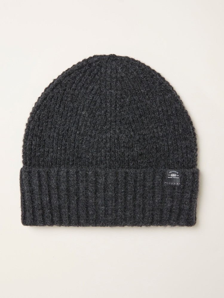 FatFace Charcoal Grey Waffle Beanie - Image 1 of 2