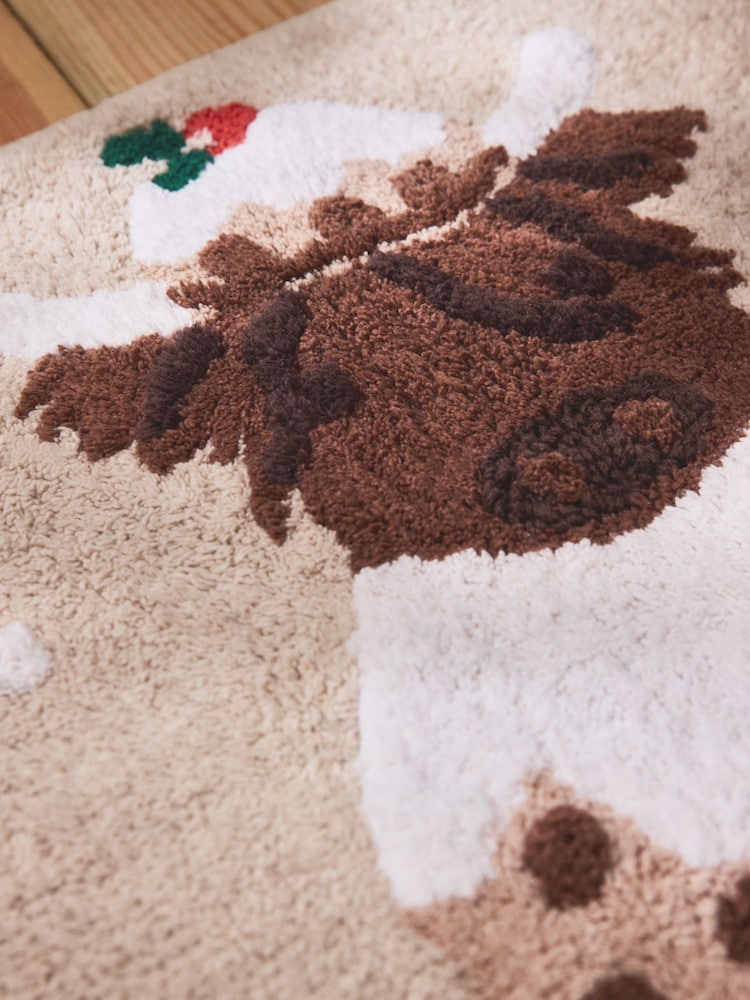 Brown Christmas Hamish The Highland Cow 100% Cotton Bath Mat - Image 2 of 3