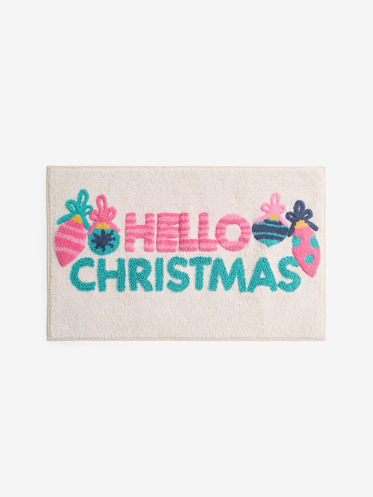 Natural Hello Christmas 100% Cotton Bath Mat - Image 3 of 3