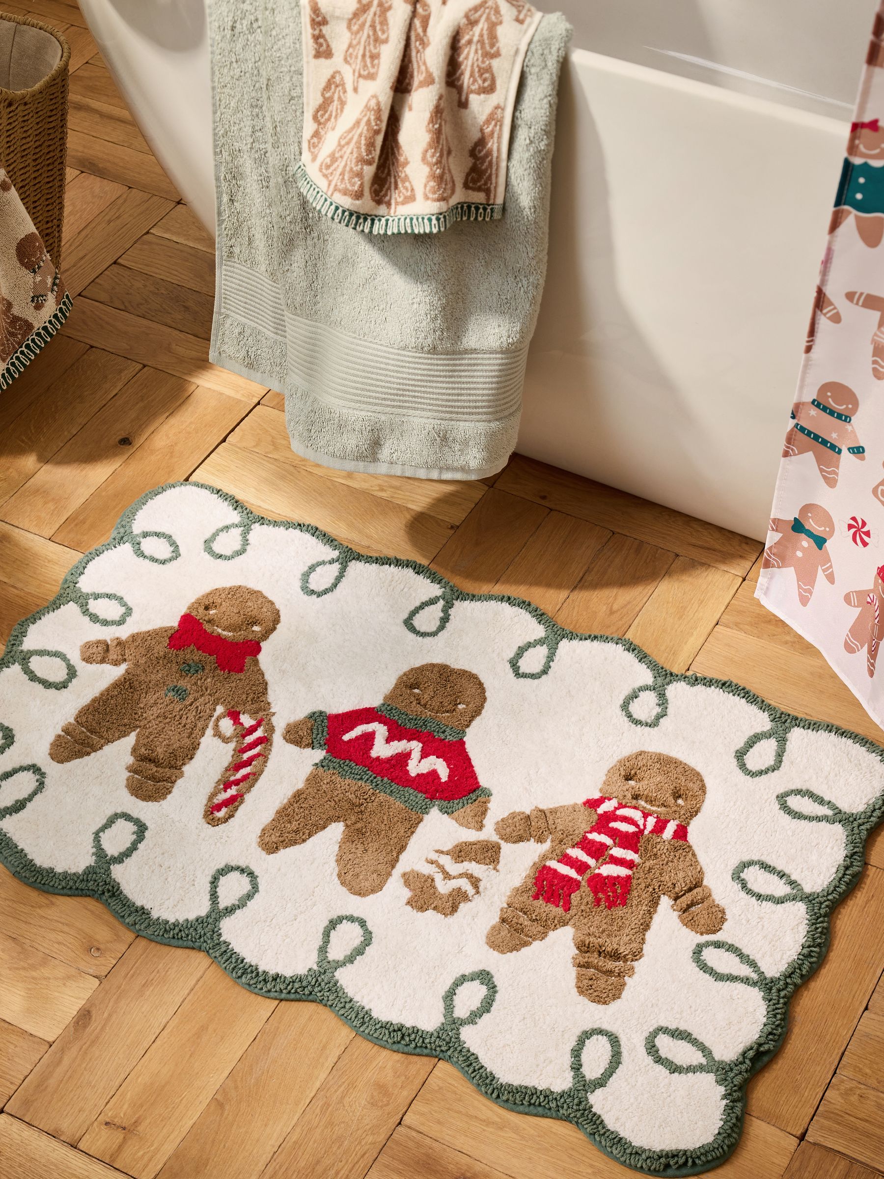 Buy Natural Christmas Gingerbread 100% Cotton Bath Mat from Next USA