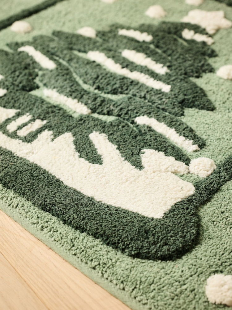 Sage Green Christmas Snowglobe 100% Cotton Bath Mat - Image 2 of 3