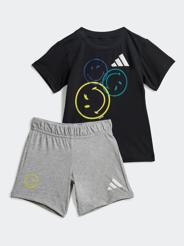 adidas Black/Grey X Smileyworld Infant Kids Summer Set - Image 1 of 7
