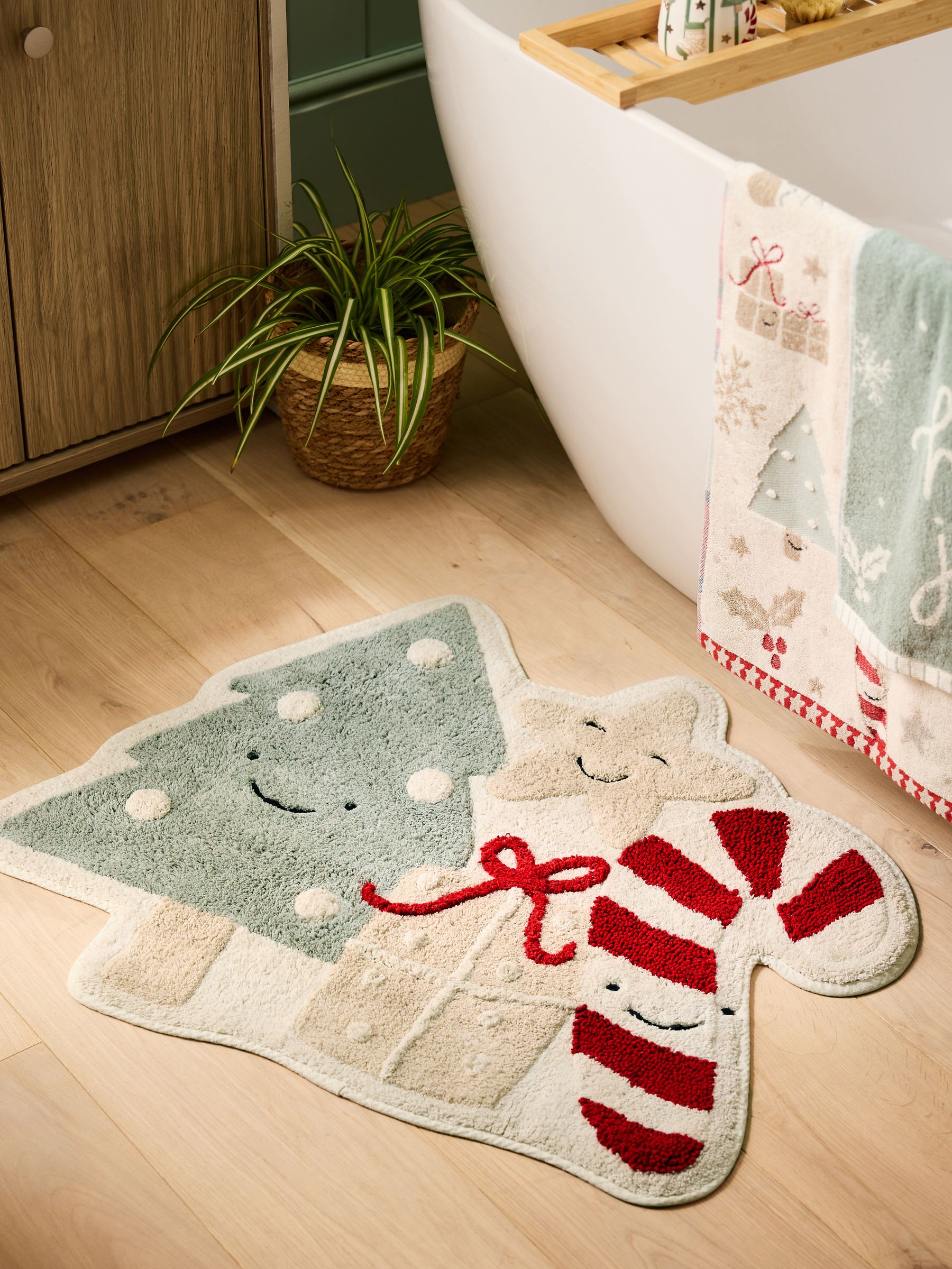 Buy Multi Christmas Icons 100% Cotton Bath Mat from Next USA