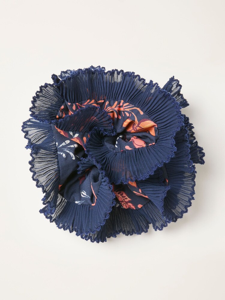 FatFace Navy Folk Floral Printed Scrunchie - Image 1 of 2