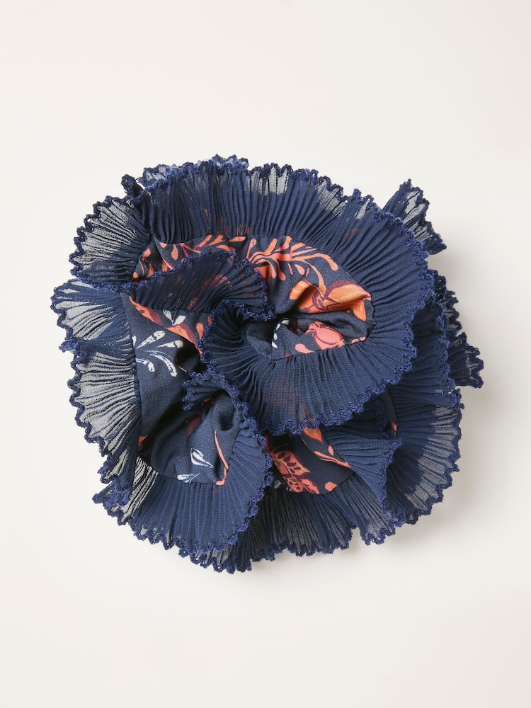 FatFace Navy Folk Floral Printed Scrunchie - Image 1 of 2 FatFace Navy Folk Floral Printed Scrunchie - Image 1 of 2