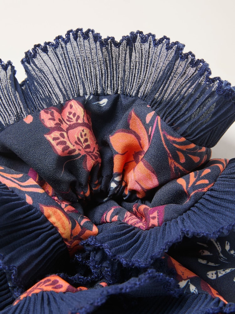 FatFace Navy Folk Floral Printed Scrunchie - Image 3 of 3 FatFace Navy Folk Floral Printed Scrunchie - Image 3 of 3