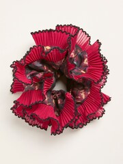 FatFace Burgundy Red Sketchy Texture Printed Scrunchie - Image 1 of 2